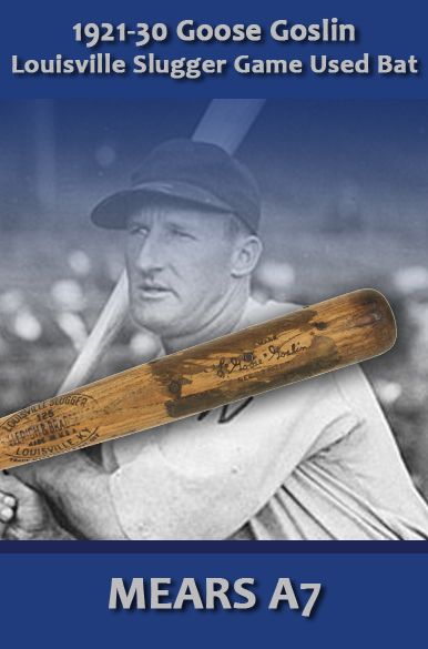 1921-30 Goose Goslin H&B Louisville Slugger Professional Model Game Used Bat - Washington Senators  (MEARS A7)