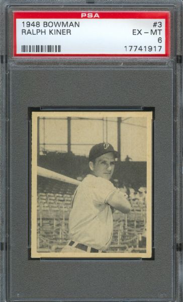 1948 Bowman Pirates Ralph Kiner Rookie #3 PSA EX-MT 6