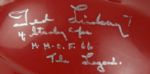 Detroit Red Wings Game Used Helmet Signed by Gordie Howe & Ted Lindsey - Hockeytown Authentics - MEARS
