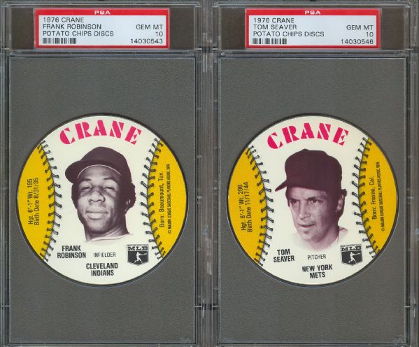 1976 Crane Potato Chips Discs PSA Graded Gem Mint 10 Collection (5) Including Seaver & Palmer