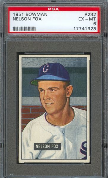 1951 Bowman White Sox Nelson Fox Rookie #232 PSA EX-MT 6