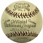 1917 Near Mint Spalding Ultra Rare One Year Style Official National League Baseball - Only Known Example!