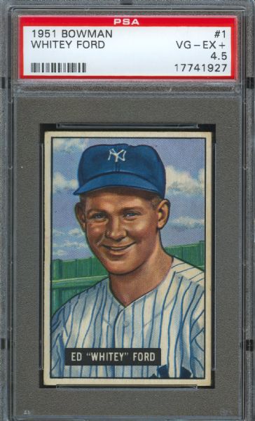 1951 Bowman Yankees Whitey Ford Rookie #1 PSA VG-EX+ 4.5