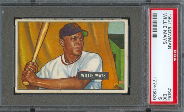1951 Bowman Giants Willie Mays Rookie #305 PSA EX 5