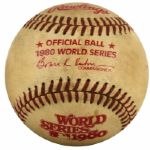 1980 World Series Game Used Baseball - Phillies vs. Royals - MEARS LOA 