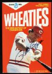 1980s Pete Rose Cincinnati Red Signed Wheaties Box Pennant & Newspaper - JSA 