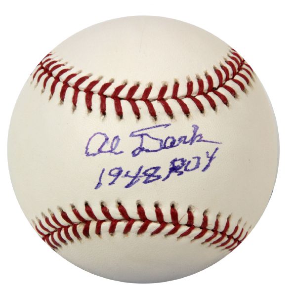 1948 Al Dark Boston Braves Single Signed OML (Selig) Baseball "1948 ROY" - JSA 