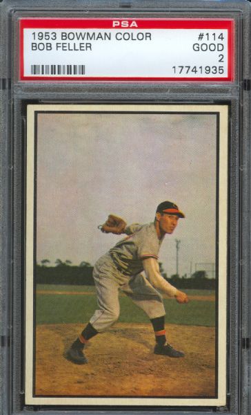 1953 Bowman Color Indians Bob Feller #114 PSA 2