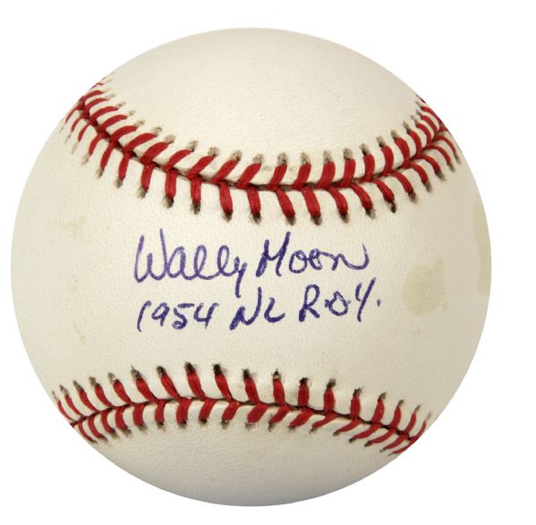 1954 Wally Moon St. Louis Cardinals Single Signed ONL (Coleman) Baseball "1954 NL ROY" - JSA 