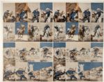 1950s Lone Ranger & Tonto Color Exhibit Card Sheet - 32 Uncut 28" x 22 1/2"