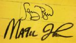 1990s Magic Johnson Los Angeles Lakers & Larry Bird Boston Celtics Signed Framed Display 1/10 - JSA 