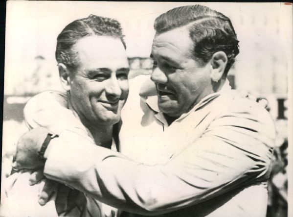 1940s circa Babe Ruth Lou Gehrig New York Yankees "The Sporting News Collection Archives" Original 6" x 8" Photo (Sporting News Collection Hologram/MEARS Photo LOA)