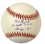 1956 Mel Parnell Boston Red Sox Single Signed OAL (Budig) Baseball "No Hitter 7-14-56 Chicago 4-0" - JSA