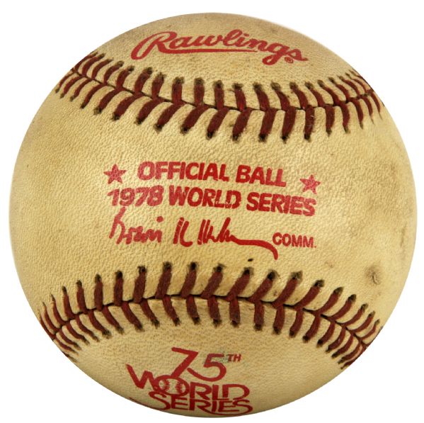 1978 World Series Game Used Kuhn Baseball - Yankees vs. Dodgers Reggie Jackson Series - MEARS LOA & Hologram