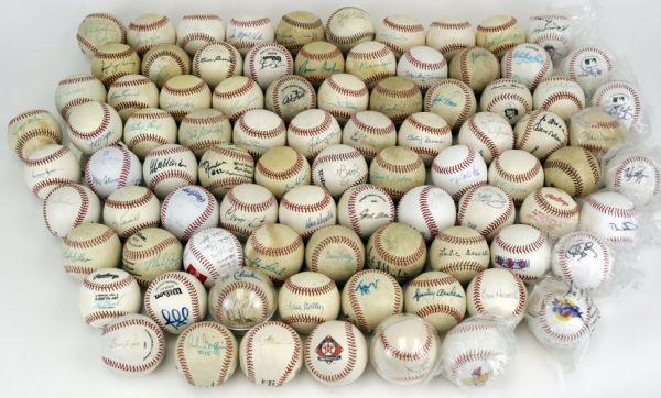 1980s-90s Massive Collection of Single Signed Baseballs Over 60 Signed Incl. Ted Williams, Harry Caray Norm Cash - JSA 