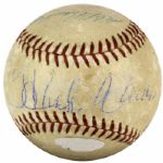 1958-65 Hank Aaron & Del Crandall Milwaukee Braves County Stadium Signed Game Used Baseball - Steiner/ JSA & MEARS  