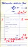 1974 Del Crandall Milwaukee Brewers Signed Milwaukee Athletic Club Receipt - Lot of 5 - JSA 