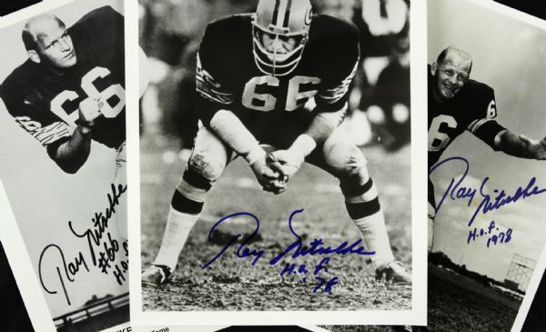 199s Ray Nitschke Green Bay Packers Signed 8" x 10" Photo - Lot of 3 - JSA 