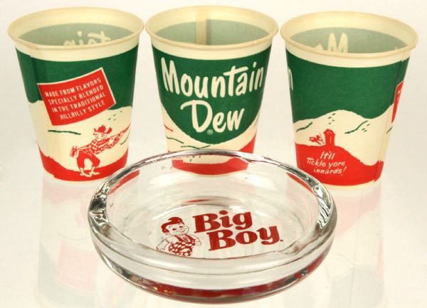 1960s Mountain Dew Cup - Lot of 3 & Big Boy Ashtray
