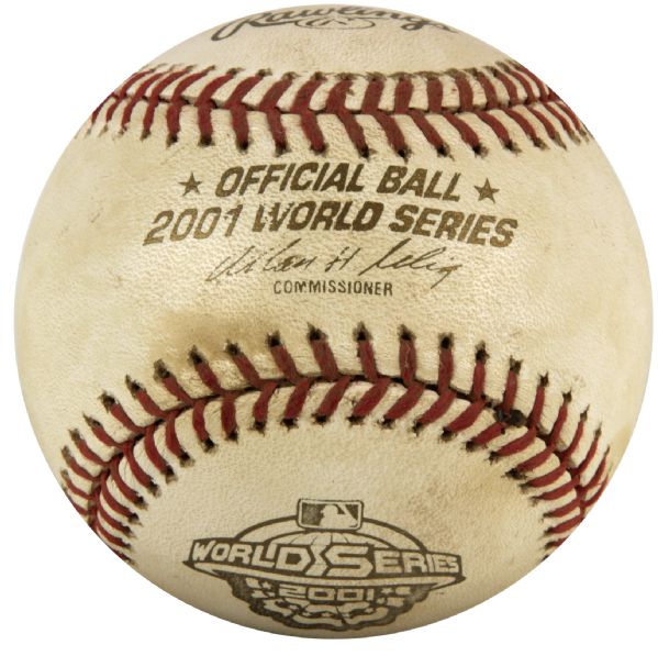 2001 World Series Game Used OML (Selig) World Series Baseball - Diamondbacks vs. Yankees - MEARS LOA & Hologram 