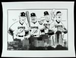 1987-91 San Francisco Giants Multi Signed 12 1/2" x 10" Print w/ Roger Craig Kevin Mitchell Will Clark Reuschel - JSA 