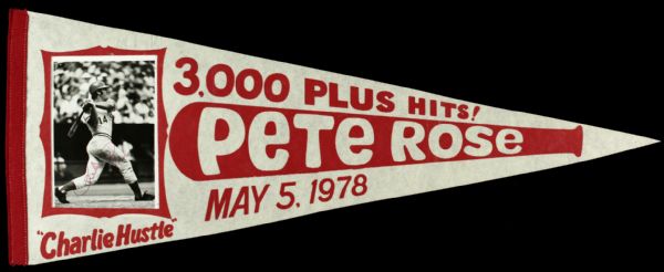1980s Pete Rose Cincinnati Red Signed Wheaties Box Pennant & Newspaper - JSA 