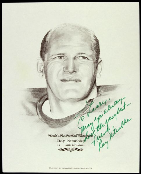 1967 Ray Nitschke Green Bay Packers Williams Print - JSA 