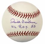 1955 Bill Virdon St. Louis Cardinals Single Signed OML (Selig) Baseball "N.L. R.O.Y. 55" - JSA