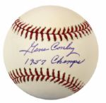 1957 Gene Conley Milwaukee Braves Single Signed OML (Selig) Baseball "1957 Champs" - JSA