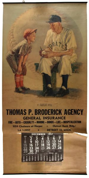 1957 Honus Wagner Pittsburgh Pirates 22" x 45" Wall Calendar