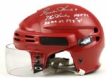 Detroit Red Wings Game Used Helmet Signed by Gordie Howe & Ted Lindsey - Hockeytown Authentics - MEARS
