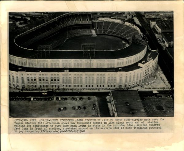 1948 Babe Ruth Lying in State at Yankee Stadium "The Sporting News Collection Archives" Original 8" x 10" Photo (Sporting News Collection Hologram/MEARS Photo LOA)