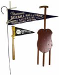 1939 - 40s  Cooperstown Baseball Hall of Fame Bat Pennant and Folding Chair  Memorabilia Collection