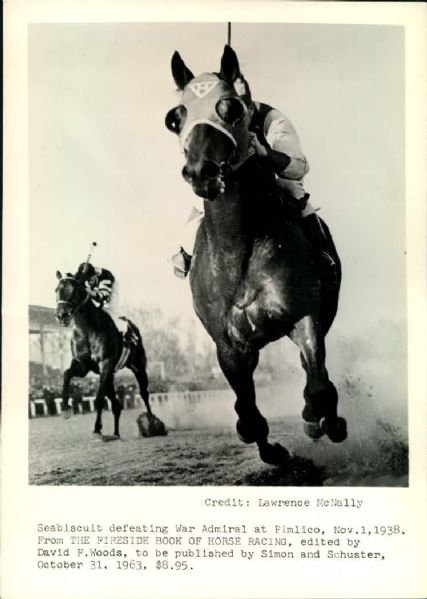 1938 Seabiscuit War Admiral Modern Print "The Sporting News Collection Archives" Original Photo (Sporting News Collection Hologram/MEARS Photo LOA)