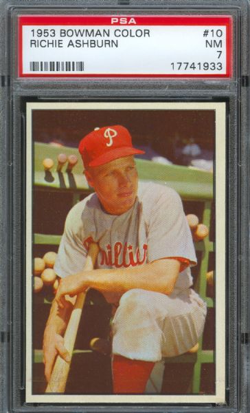 1953 Bowman Color Phillies Richie Ashburn #10 PSA NM 7