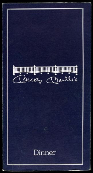 Mickey Mantle Restaurant Menu, Napkin & Postcard