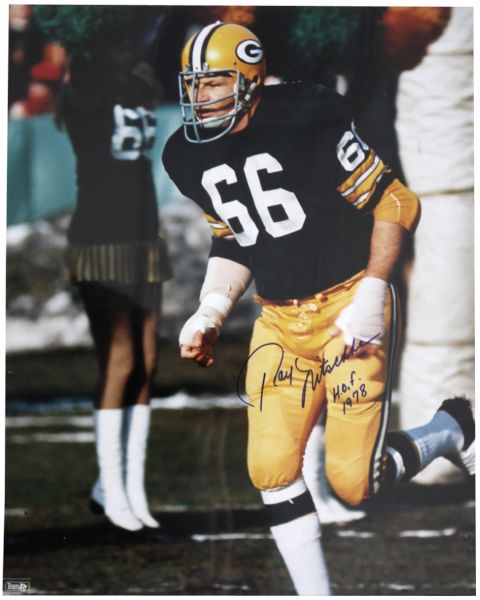 1990s Ray Nitschke Green Bay Packers Signed 16" x 20" Photo "H.O.F. 1978" - JSA
