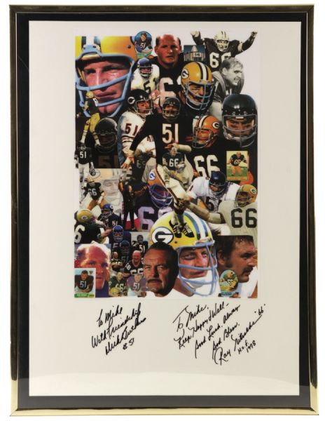 1990s Ray Nitschke Green Bay Packers & Dick Butkus Chicago Bears Signed Oversized Poster - JSA 