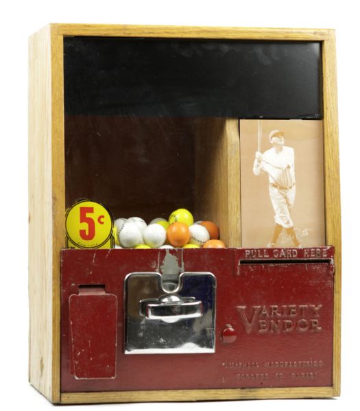 1930s Exhbit Card and Gumball Vending Machine