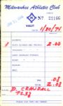 1974 Del Crandall Milwaukee Brewers Signed Milwaukee Athletic Club Receipt - Lot of 5 - JSA 