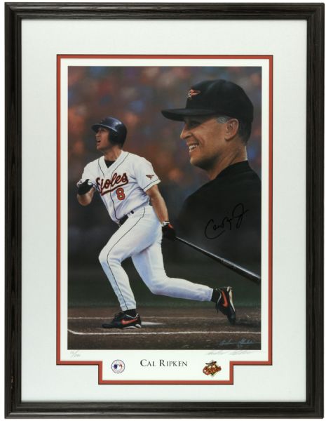 Cal Ripken Baltimore Orioles Signed Andy Goralski Print Display 60/800 - MEARS 