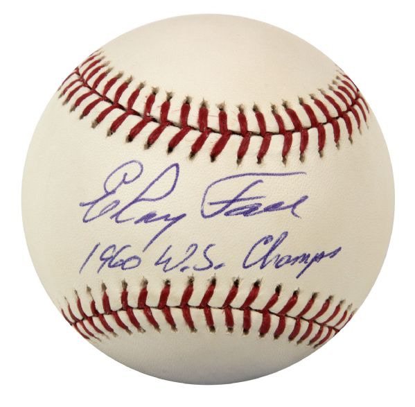 1960 Elroy Face Pittsburgh Pirates Single Signed OML (Selig) Baseball "1960 W.S. Champs" - JSA 