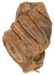 1980s Glenn Hubbard Atlanta Braves Game Worn Fielding Glove W/ Signed Card- MEARS LOA