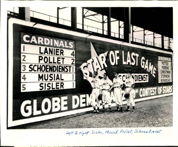 1946 Musial Sisler Schoendiest Sportsmans Park "The Sporting News Collection Archives" Original 8" x 10" Photo (Sporting News Collection Hologram/MEARS Photo LOA)