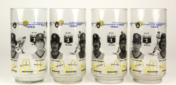 1982 Milwaukee Brewers McDonalds Glasses - Lot of 4