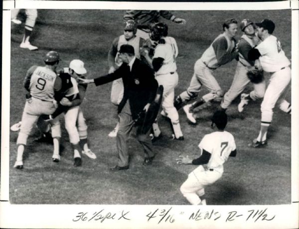 1970 Brawl Reggie Jackson Oakland Athletics "The Sporting News Collection Archives" Original 7" x 9" Photo (Sporting News Collection Hologram/MEARS Photo LOA)