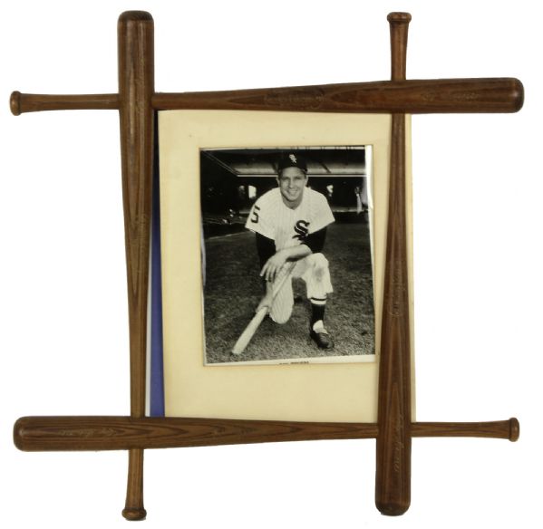 1961 Chicago White Sox Player Mini-Bat Displays  with Autographed 6x10 Photographs - Lot of 8 With Herb Score Ted Kluszewski Minoso