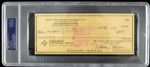 1974 Bobby Thomson Milwaukee Braves Signed Brewers Check - PSA Encapsulated