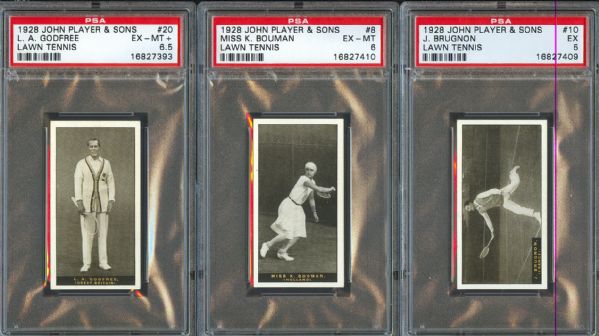 1928 John Player & Sons Lawn Tennis PSA Graded Trio