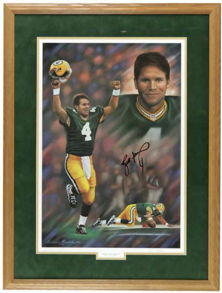 1997 Brett Favre Green Bay Packers Signed Heart of Gold II Print Artists Proof 32/80 - MEARS 